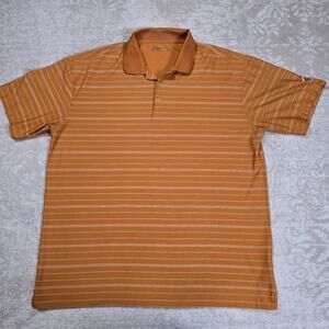 Nike Golf Polo Shirt Mens XL Fit Dry Performance Orange Striped Short Sleeve